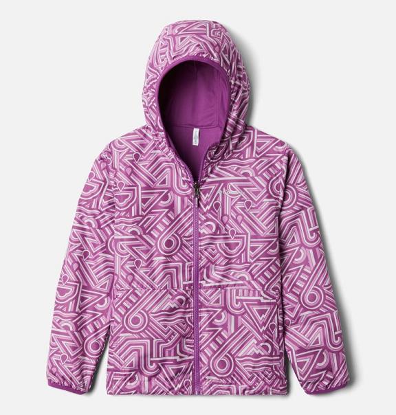 Columbia Pixel Grabber Rain Jacket Red For Girls NZ91723 New Zealand